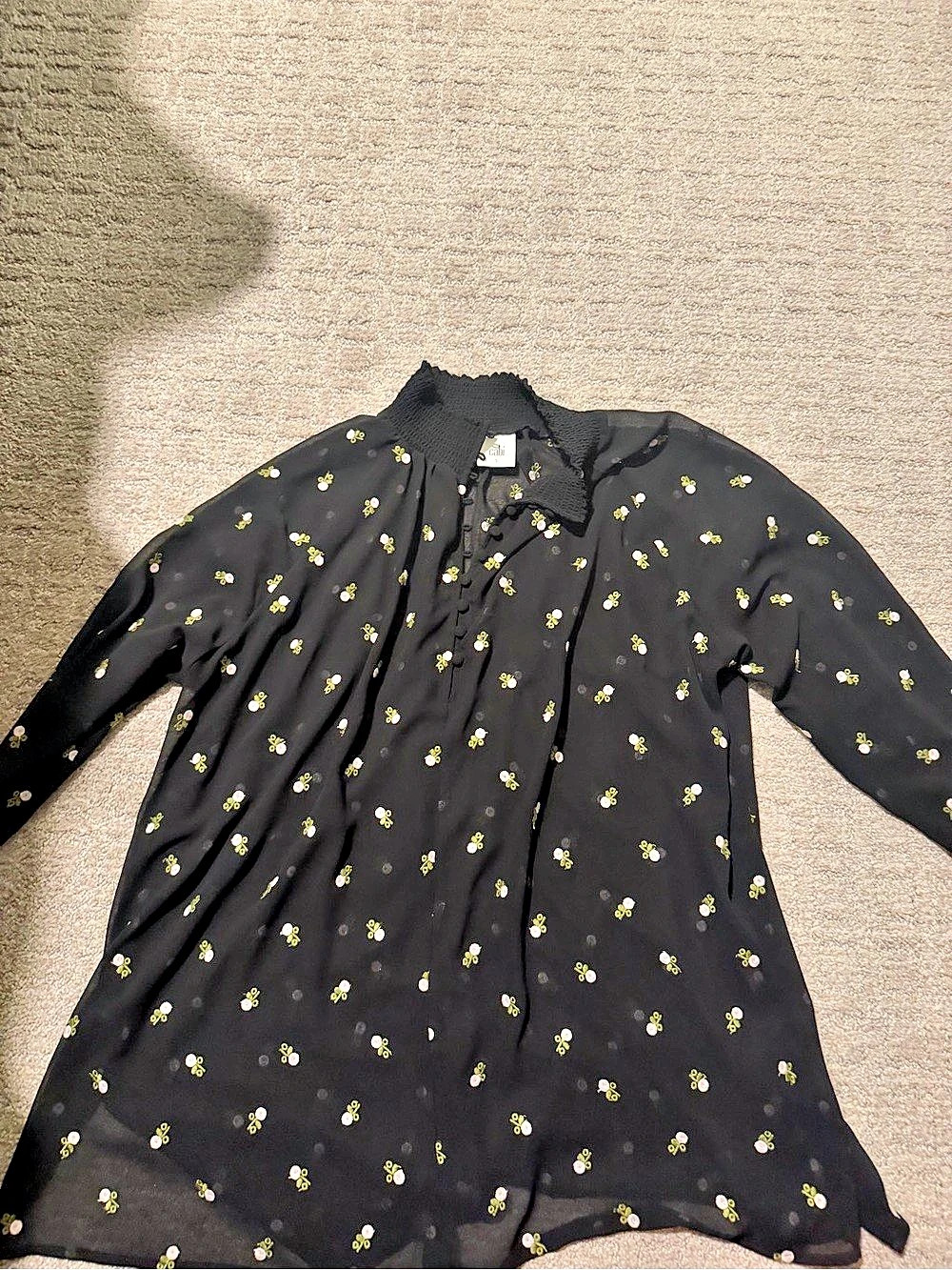 Cabi Algeria Blouse Floral Black & Green Size Small